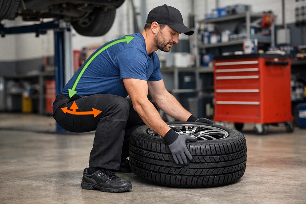 Ergonomisch Reifen heben